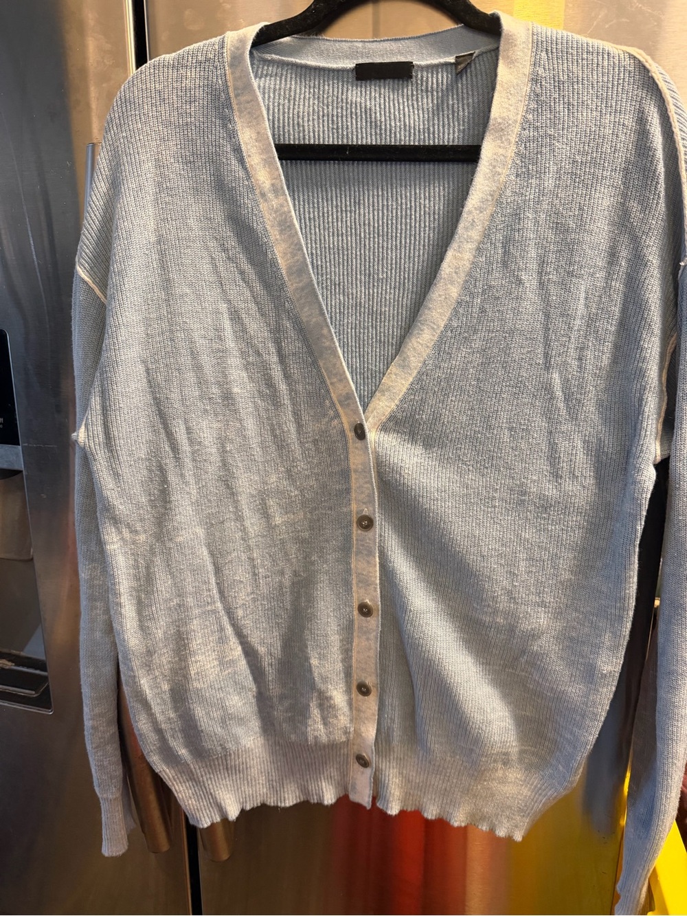 ATM Anthony Thomas Melillo Pale Blue V-Neck Button Front Cardigan
